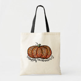 Tote Bag Happy Halloween filigree citrouille