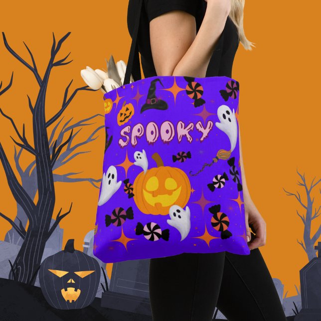 Tote Bag Happy Halloween Purple Éffrayant Festive (Créateur téléchargé)