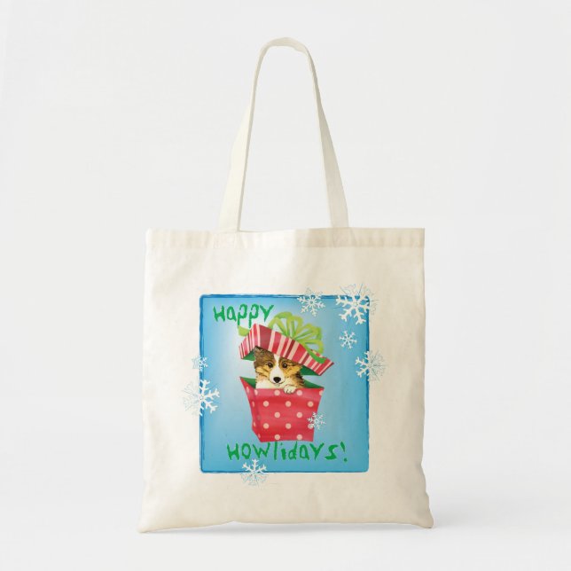 Tote Bag Happy Howlidays Sheltie (Devant)