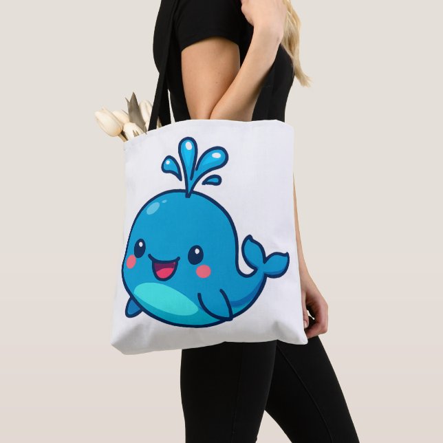 Tote Bag Happy Kawaii Baleine Sticker - mignon ami Océan (De près)