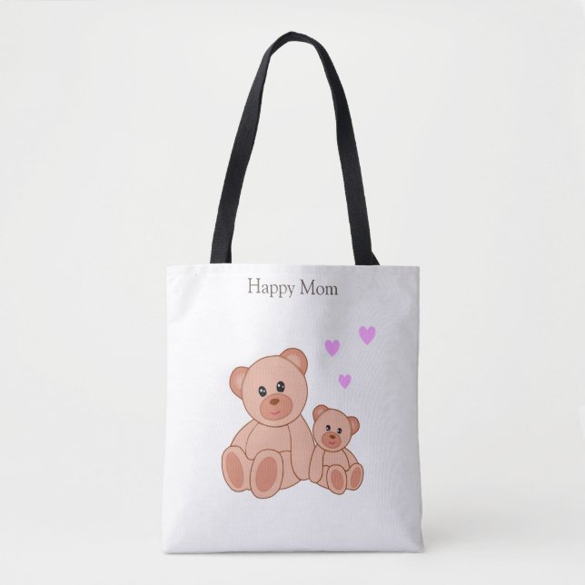 Tote Bag Happy Maman & Bears mignonnes (Devant)