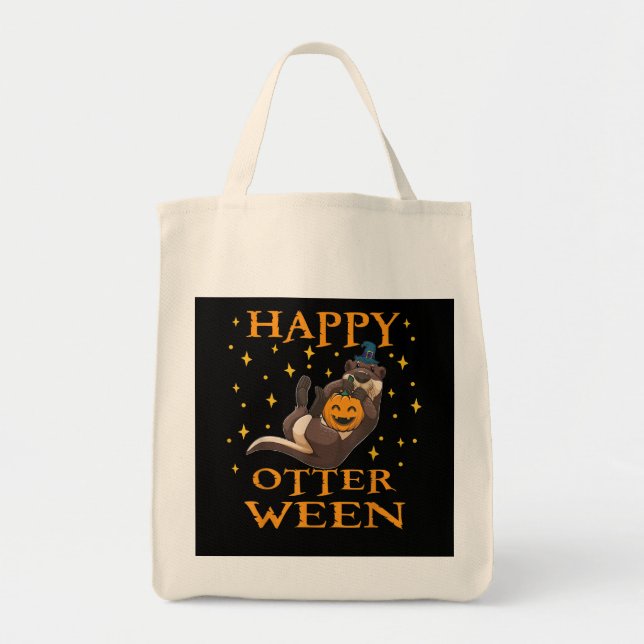 Tote Bag Happy Otterween Mignonne Louter de mer Halloween C (Devant)