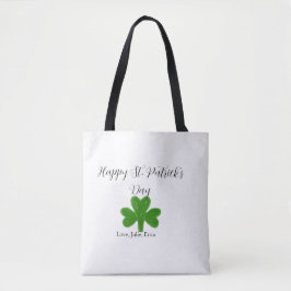 Tote Bag Happy St. Patrick's day green shamrock name