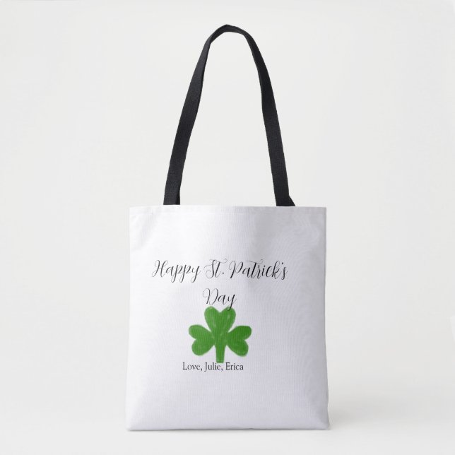 Tote Bag Happy St. Patrick's day green shamrock name  (Devant)