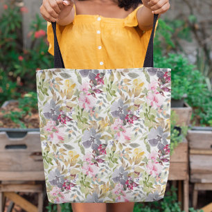 Tote Bag Happy Watercolor Floral Wedding Party