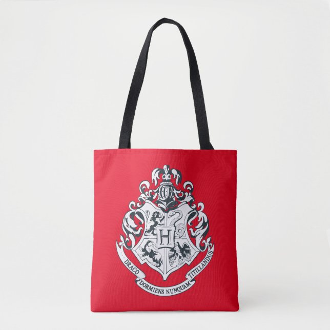 Tote Bag Harry Potter | Cimier de Poudlard - noir et blanc (Devant)