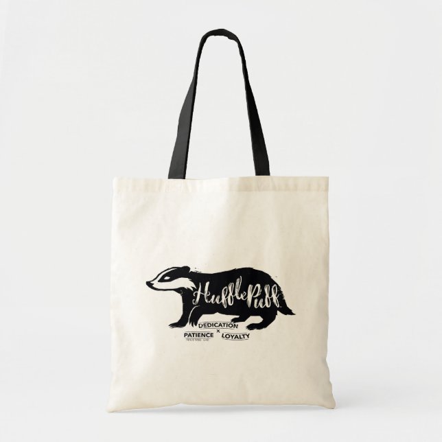 Tote Bag Harry Potter | Typographie de silhouette HUFLEPUFF (Devant)