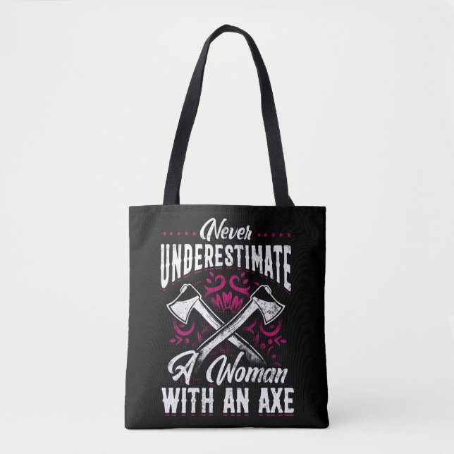 Tote Bag Hatchet Ax Jetant La Bûcheronneuse Une Femme (Devant)