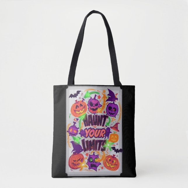 Tote Bag Haunt Your Limits Neon Halloween (Devant)