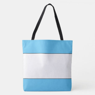 Tote Bag Haut Bas Bleu Ciel Élégant Larges Rayures Blanches