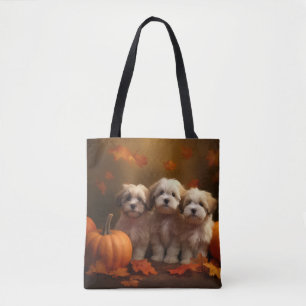 Tote Bag Havanais chiot automne ravi Citrouille