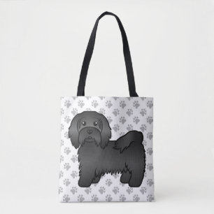 Tote Bag Havanais noir Chien de dessin animé mignon & patte