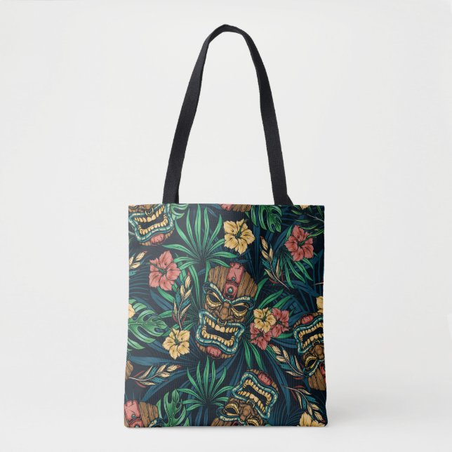 Tote Bag Hawaï Tiki Masque Motif tropical (Devant)