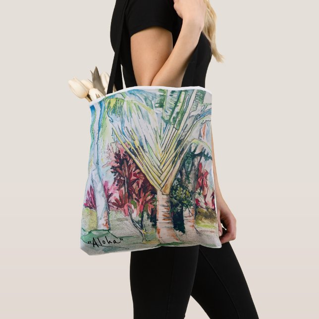 Tote Bag Hawaii "Aloha" All-Over-Print Fourre-tout, Shoulde (De près)