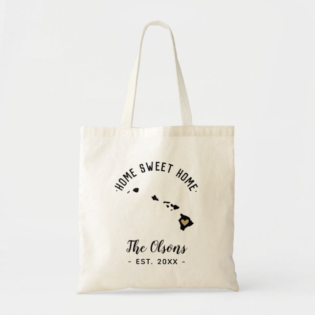Tote Bag Hawaii Home Sweet Home Famille Monogramme (Devant)