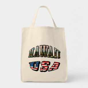 Tote Bag Hawaii Picture et USA Flag Text