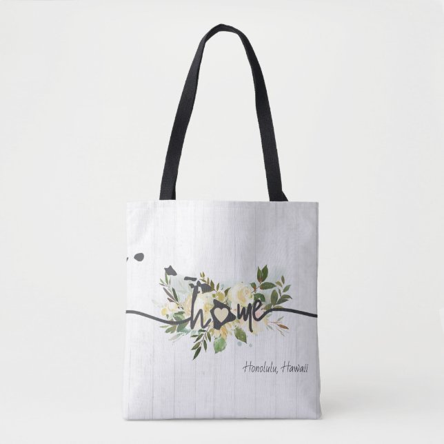 Tote Bag Hawaii State Personnalisé Votre Maison Ville Rusti (Devant)