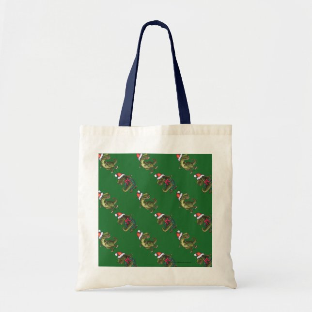 Tote Bag Heads and Tails Solive TRex Green Pattern (Devant)