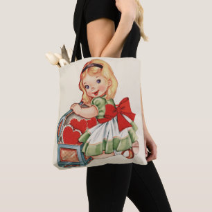 Tote Bag Heart Girl Enfant Retro Enfants mignons
