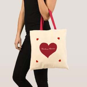 Tote Bag Heart Love couleur rouge personnalisée