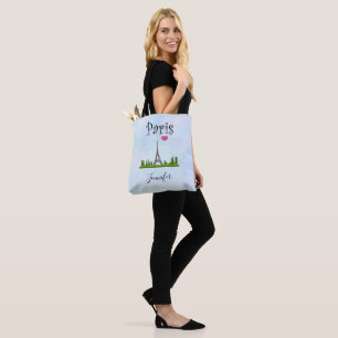 Tote Bag Heart Paris avec Tour Eiffel personnalisé