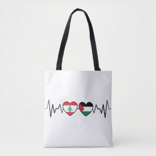 Tote Bag Heartbeat Lebanon Palestine Unity drapeaux.