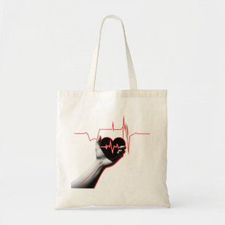 Tote Bag Heartbeat Love Design – Hand Holding Heart