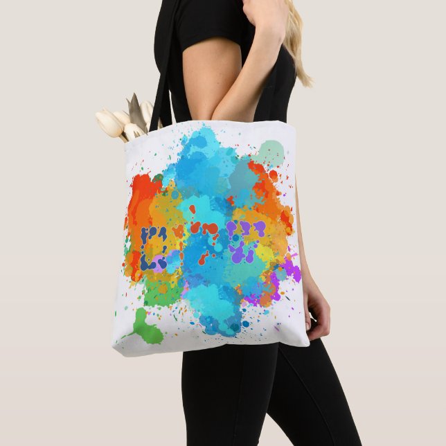 Tote Bag Hébreu "Shalom" avec Arrière - plan de Peinture (De près)
