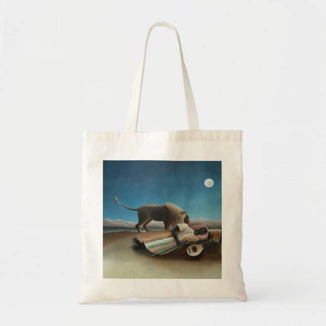 Tote Bag Henri Rousseau Dormir Gitan Lion Peinture (Devant)