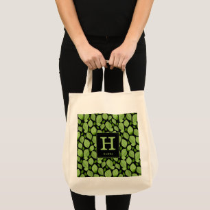 Tote Bag Herbe de Basil vert Motif Monogramme botanique