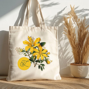 Tote Bag Herbe St. Johns Wort Monogramme initial