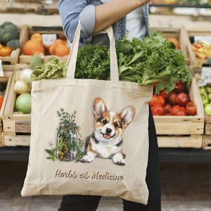 Tote Bag Herbes de Chien Corgi comme médecine