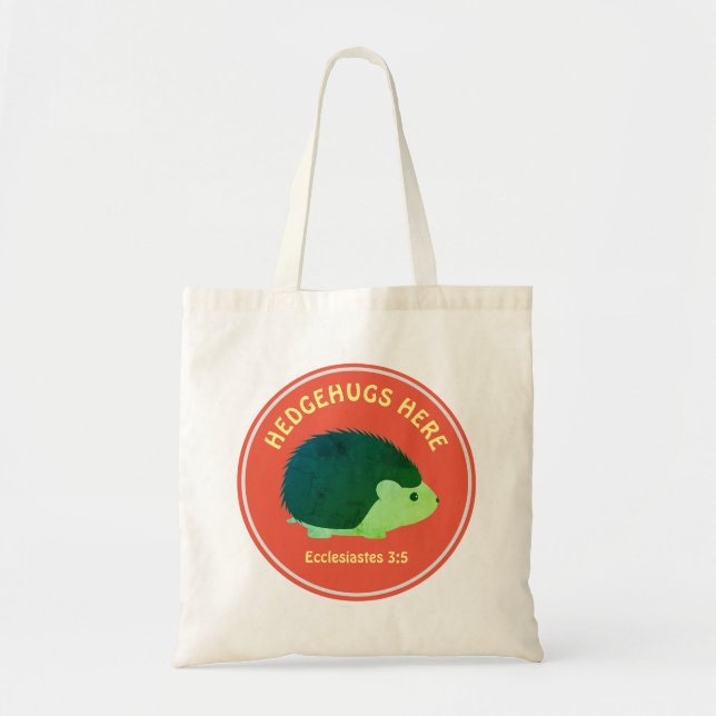 Tote Bag Hérisson mignon| HEDGEHUGS ICI Texte personnalisab (Devant)