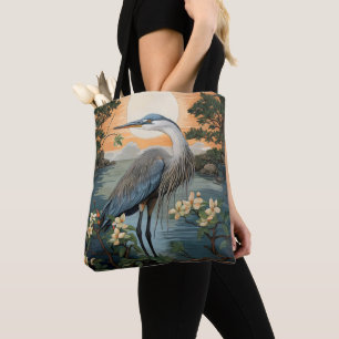 Tote Bag Héron dans l'étang