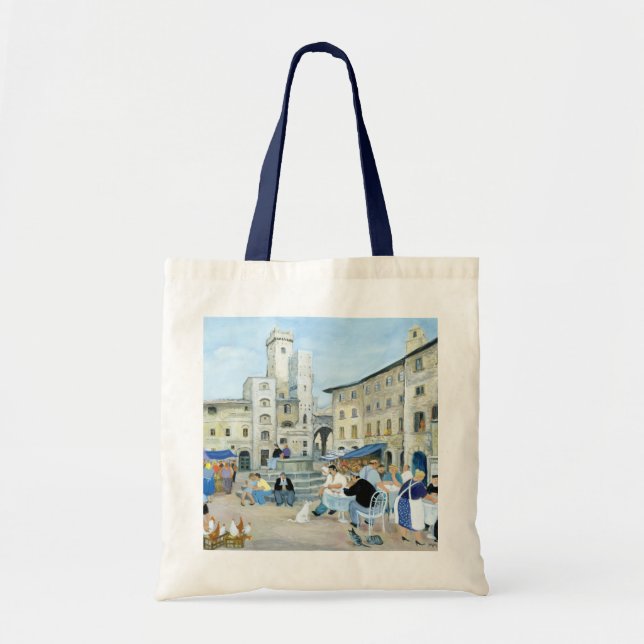 Tote Bag Heure du déjeuner dans un carré Toscane du marché (Devant)