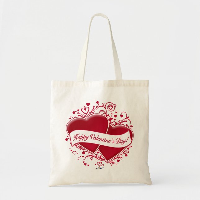 Tote Bag   Heureuse Sainte-Valentin !Coeurs rouges (Devant)