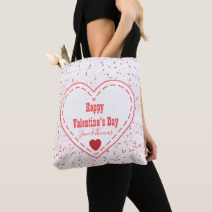 Tote Bag Heureuse Sainte-Valentin de coeur rouge personnali