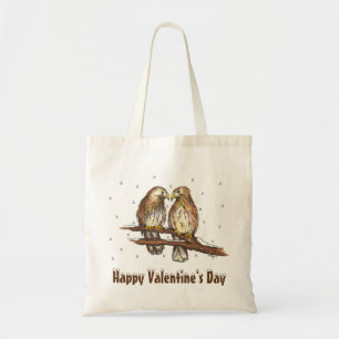 Tote Bag Heureuse Sainte-Valentin Winter Lovebird Birds Nei