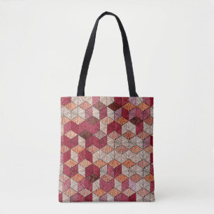 Tote Bag Hexagons brodés : Patchwork Bohème Imprimer.