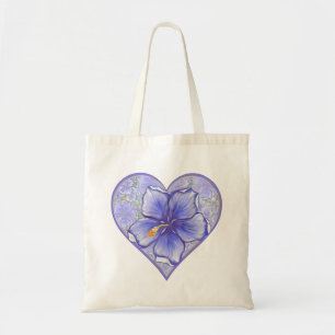 Tote Bag Hibiscus & dentelle BLEU