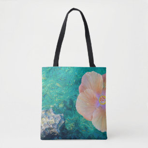 Tote Bag Hibiscus fleur turquoise eau de l'océan Hawaïen