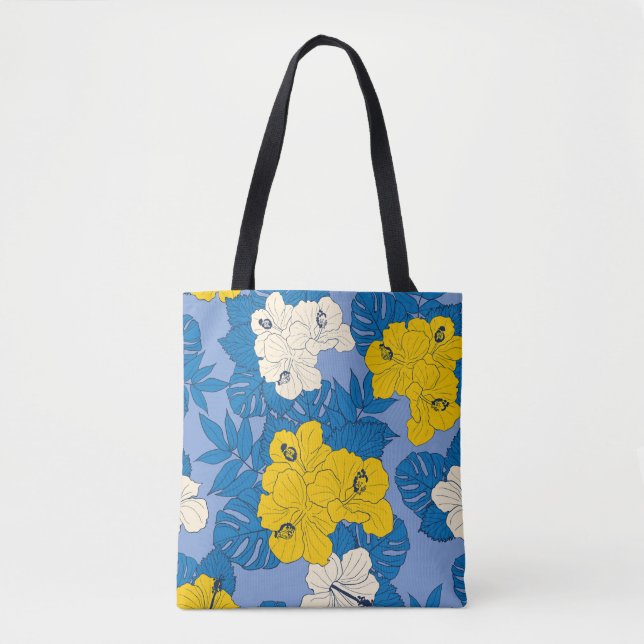 Tote Bag Hibiscus fleurs et feuilles (Devant)
