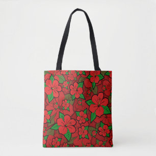 Tote Bag Hibiscus Fleurs rouges