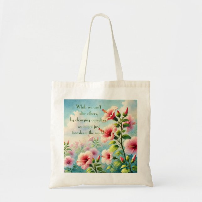 Tote Bag Hibiscus Flowers & Devis (Devant)