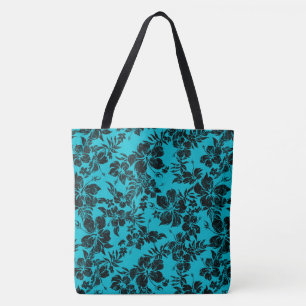 Tote Bag Hibiscus Pareau Distresse Hawaiian Beach Bag