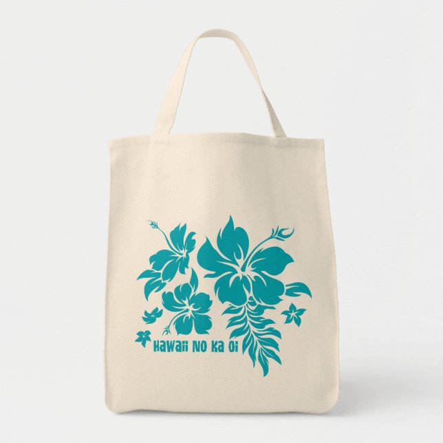 Tote Bag Hibiscus Pareau Floral hawaïen à Turq pour Totes (Devant)