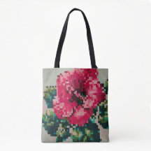 Hibiscus pixélisé avec fond menthe