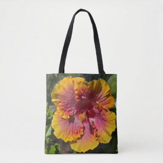 Tote Bag Hibiscus rose et orange