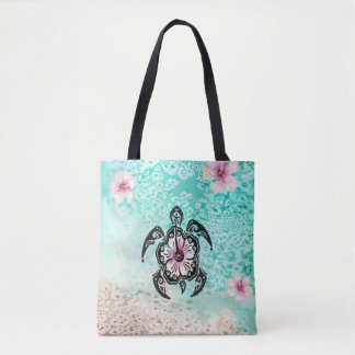 Tote Bag Hibiscus Turtle