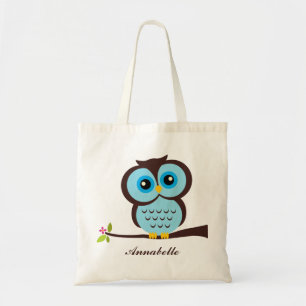 Tote Bag Hibou bleu mignon